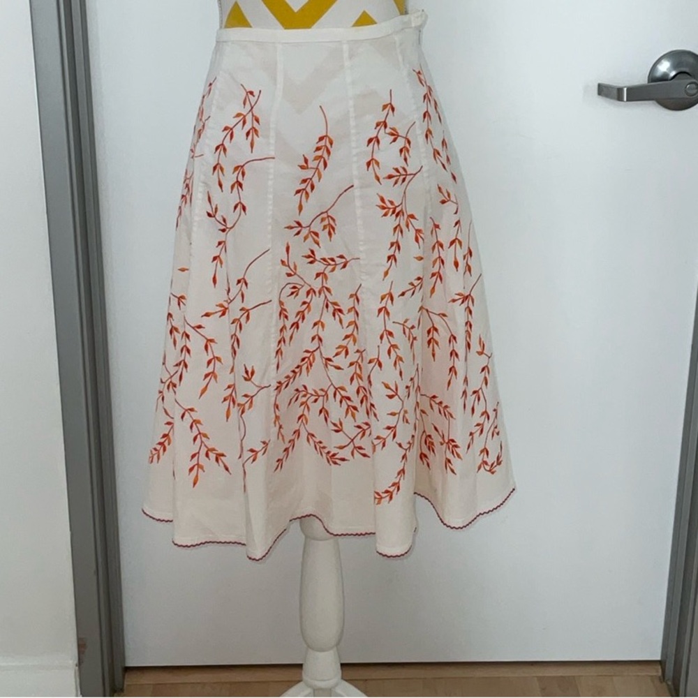Papillon embroidered midi skirt